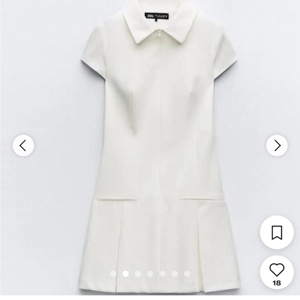 Zara white pleated dress